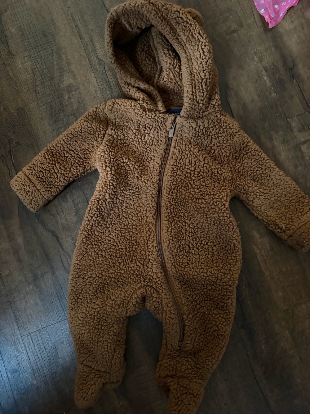Old Navy Brown Sherpa Hooded Baby Footed One-Piece
